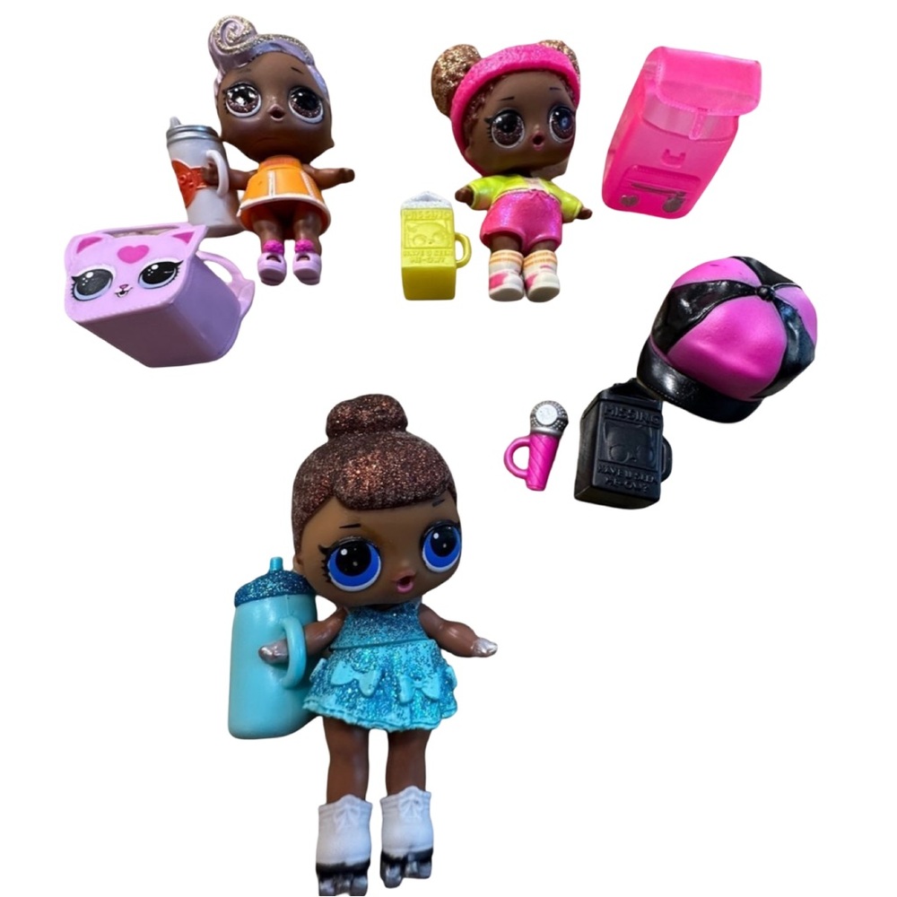 LOL Surprise Dolls Bundle Dolls Outfits Bottles Bag Accessories African American
